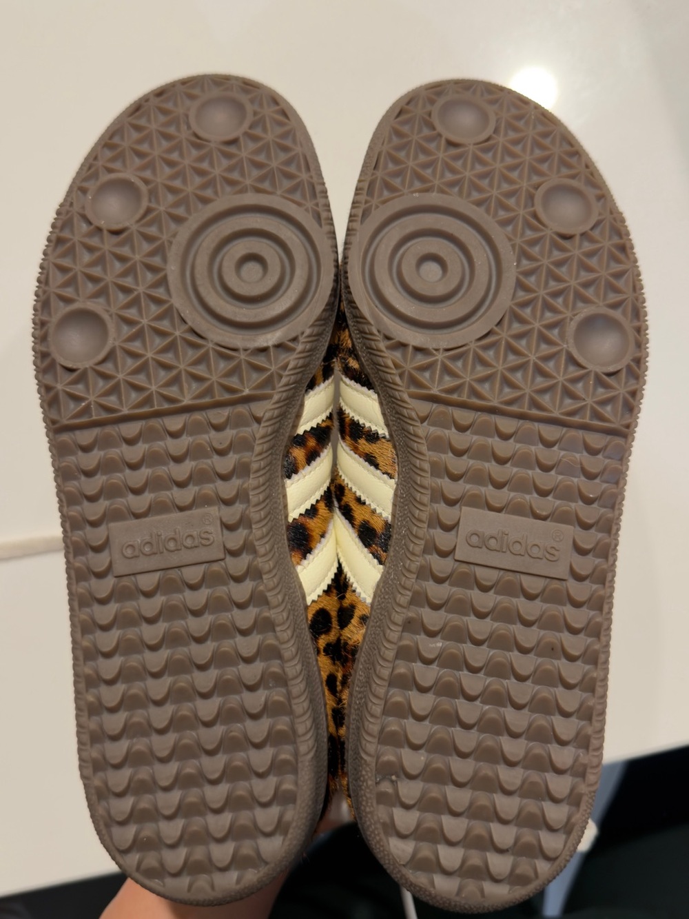 adidas Leopard Ponyhair Sneakers with White Stripes and Coral Lining - Picture 3 of 7